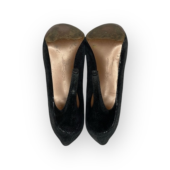 BCBGeneration ❁ Parade Snakeskin Embossed Platform Heels Pumps ❁ Shiny Black 8.5 - Picture 13 of 16